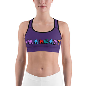 Im A Beast Sports Bra Purple