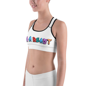 Im A Beast Sports Bra White