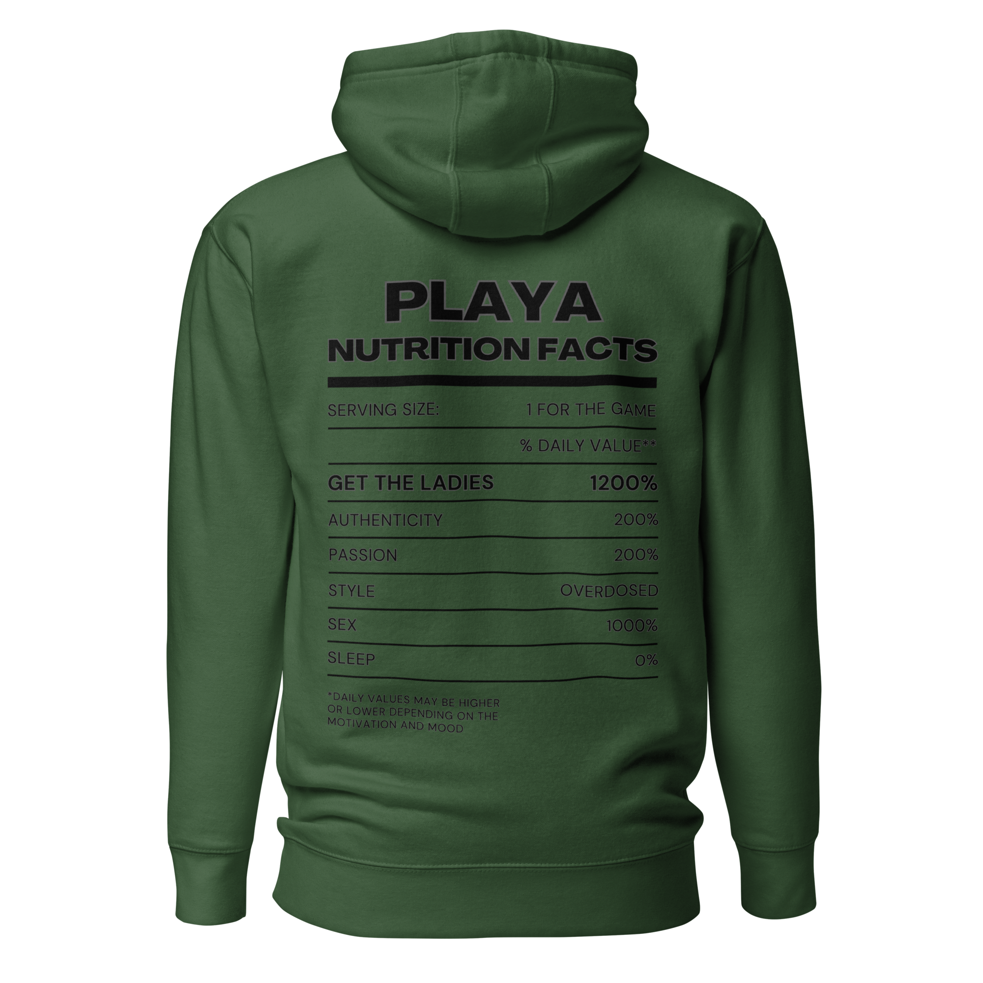 Playa Nutrition Facts Premium Hoodie