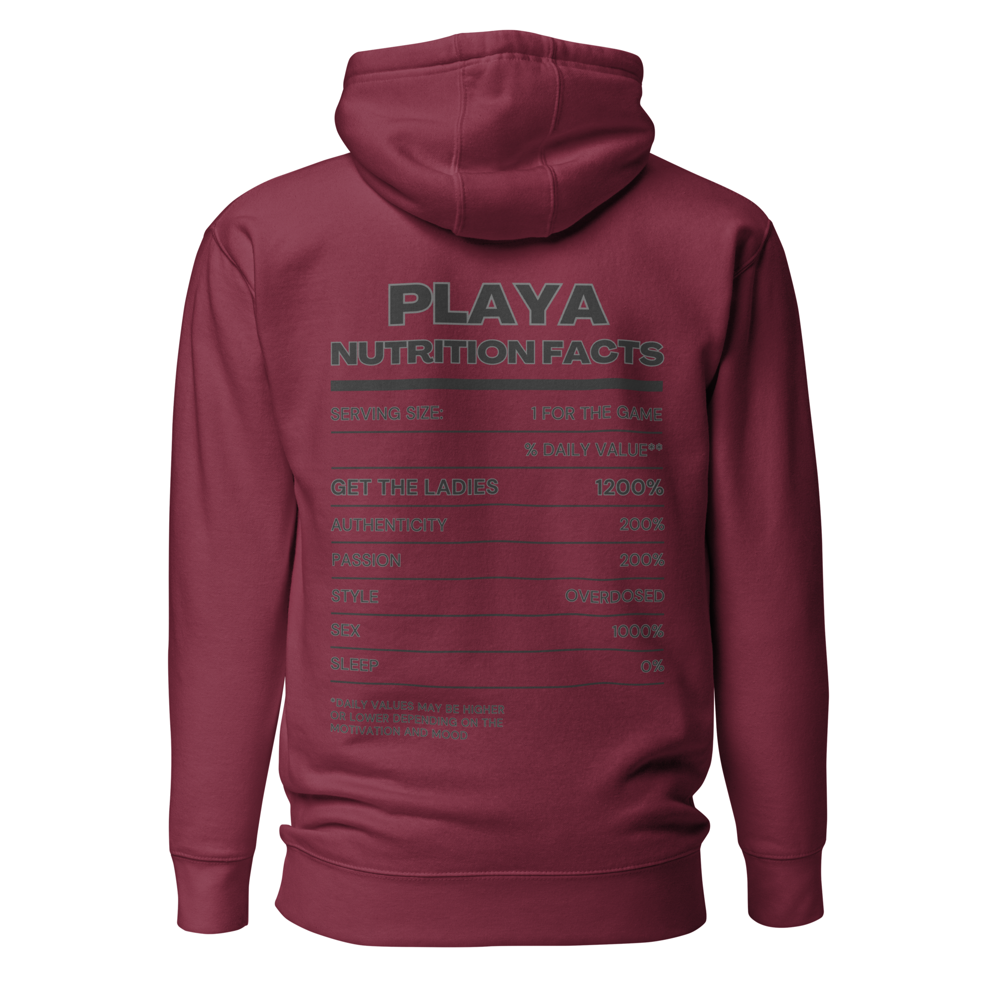 Playa Nutrition Facts Premium Hoodie