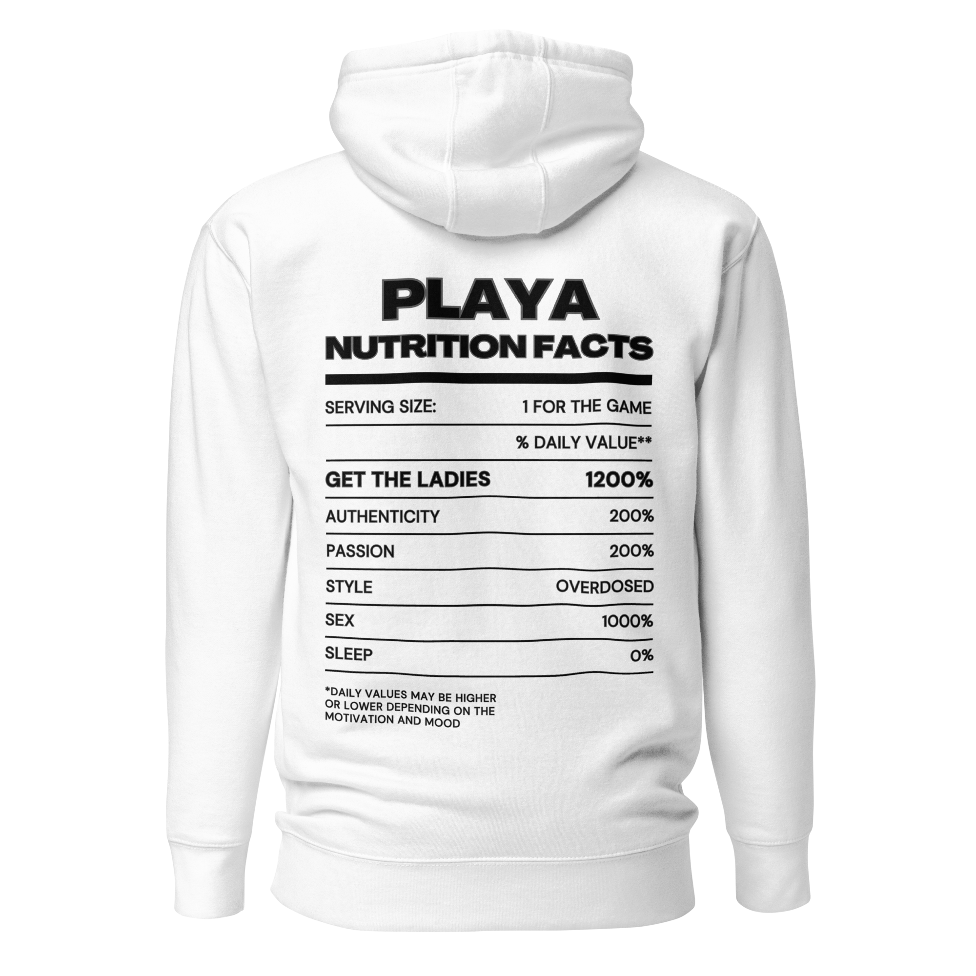 Playa Nutrition Facts Premium Hoodie