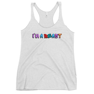 Im A Beast Tank Top Heather white